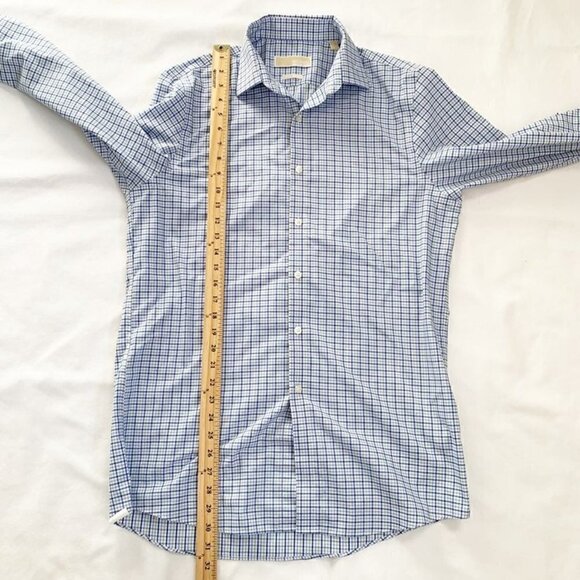 MICHAEL Michael Kors blue green plaid long sleeve non iron collared button down - Picture 9 of 9